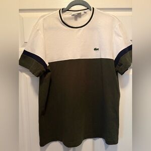 Lacoste Men's White and Dark Green Tee